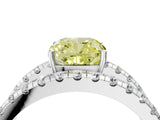 White gold Fancy Yellow Cushion  Solitaire Split Shank Pave Diamond Ring_53