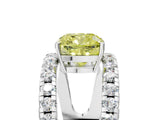 White gold Fancy Yellow Cushion  Solitaire Split Shank Pave Diamond Ring_55