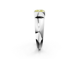 White gold Fancy Yellow Cushion  Solitaire Tension Set Diamond Ring with Wide Band_22