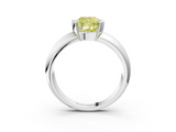 White gold Fancy Yellow Cushion  Solitaire Tension Set Diamond Ring with Wide Band_23