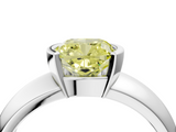 White gold Fancy Yellow Cushion  Solitaire Tension Set Diamond Ring with Wide Band_24
