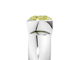 White gold Fancy Yellow Cushion  Solitaire Tension Set Diamond Ring with Wide Band_25