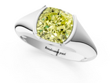 White gold Fancy Yellow Cushion  Solitaire Tension Set Diamond Ring_21