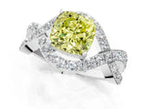 White gold Fancy Yellow Cushion  Solitaire Twist Band Pavé Diamond Engagement Ring_33
