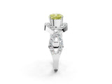 White gold Fancy Yellow Cushion  Solitaire Twist Band Pavé Diamond Engagement Ring_34