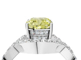 White gold Fancy Yellow Cushion  Solitaire Twist Band Pavé Diamond Engagement Ring_36