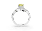 White gold Fancy Yellow Cushion  Solitaire Twist Band Pavé Diamond Engagement Ring_36