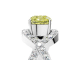 White gold Fancy Yellow Cushion  Solitaire Twist Band Pavé Diamond Engagement Ring_38