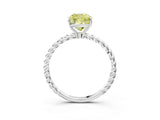 White gold Fancy Yellow Cushion  Solitaire Twist Band Ring with Four-Prong Setting_15