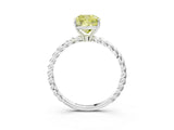 White gold Fancy Yellow Cushion  Solitaire Twist Band Ring with Four-Prong Setting_154