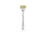 White gold Fancy Yellow Cushion  Solitaire Twist Band Ring with Four-Prong Setting_154