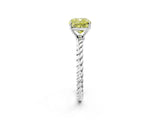 White gold Fancy Yellow Cushion  Solitaire Twist Band Ring with Four-Prong Setting_16