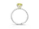 White gold Fancy Yellow Cushion  Solitaire Twist Band Ring with Four-Prong Setting_17