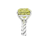 White gold Fancy Yellow Cushion  Solitaire Twist Band Ring with Four-Prong Setting_19