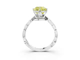 White gold Fancy Yellow Cushion  Solitaire Twist Band with Leaf Prong Setting 4
