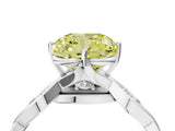 White gold Fancy Yellow Cushion  Solitaire Twist Band with Leaf Prong Setting 5