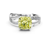 White gold Fancy Yellow Cushion  Solitaire Twist Band with Pavé Accents and Four-Prong Setting_20