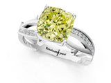 White gold Fancy Yellow Cushion  Solitaire Twist Band with Pavé Accents and Four-Prong Setting_21