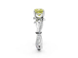 White gold Fancy Yellow Cushion  Solitaire Twist Band with Pavé Accents and Four-Prong Setting_22