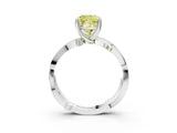 White gold Fancy Yellow Cushion  Solitaire Twist Band with Pavé Accents and Four-Prong Setting_23