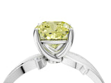 White gold Fancy Yellow Cushion  Solitaire Twist Band with Pavé Accents and Four-Prong Setting_24