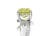 White gold Fancy Yellow Cushion  Solitaire Twist Band with Pavé Accents and Four-Prong Setting_25