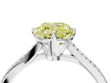 White gold Fancy Yellow Cushion  Solitaire Twist Band with Pavé Diamonds and Four-Prong Setting_100
