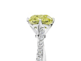 White gold Fancy Yellow Cushion  Solitaire Twist Band with Pavé Diamonds and Four-Prong Setting_101