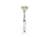White gold Fancy Yellow Cushion  Solitaire Twist Band with Pavé Diamonds and Four-Prong Setting_98