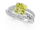 White gold Fancy Yellow Cushion  Solitaire Twist Band with Pavé Setting and Four-Prong Setting_119