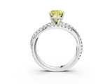 White gold Fancy Yellow Cushion  Solitaire Twist Band with Pavé Setting and Four-Prong Setting_121