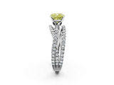 White gold Fancy Yellow Cushion  Solitaire Twist Band with Pavé Setting and Four-Prong Setting_130