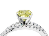 White gold Fancy Yellow Cushion  Solitaire Twist Band with Pavé Setting and Four-Prong Setting_132