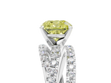 White gold Fancy Yellow Cushion  Solitaire Twist Band with Pavé Setting and Four-Prong Setting_133