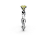 White gold Fancy Yellow Cushion  Solitaire Twist Band with Pave Prong Setting_78