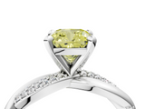 White gold Fancy Yellow Cushion  Solitaire Twist Band with Pave Prong Setting_80