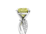 White gold Fancy Yellow Cushion  Solitaire Twist Band with Pave Prong Setting_81