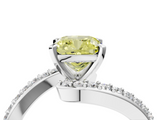 White gold Fancy Yellow Cushion  Solitaire Twist Band with Pave Set Diamonds and Four-Prong Setting_152