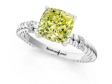 White gold Fancy Yellow Cushion  Solitaire Twisted Band Prong Set Engagement Ring_61