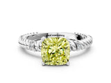 White gold Fancy Yellow Cushion  Solitaire Twisted Band Prong Set Engagement Ring_61
