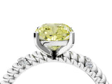 White gold Fancy Yellow Cushion  Solitaire Twisted Band Prong Set Engagement Ring_65