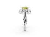 White gold Fancy Yellow Cushion  Solitaire Twisted Band Scroll Prong Ring_5