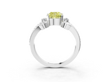 White gold Fancy Yellow Cushion  Solitaire Twisted Band Scroll Prong Ring_6