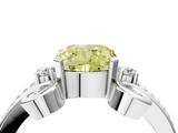 White gold Fancy Yellow Cushion  Solitaire Twisted Band Scroll Prong Ring_7