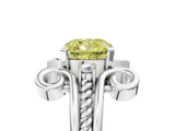 White gold Fancy Yellow Cushion  Solitaire Twisted Band Scroll Prong Ring_8