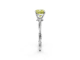 White gold Fancy Yellow Cushion  Solitaire Twisted Band with Bead Prong Setting_313