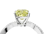 White gold Fancy Yellow Cushion  Solitaire Twisted Band with Bead Prong Setting_315