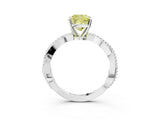 White gold Fancy Yellow Cushion  Solitaire Twisted Band with Bead Prong Setting_316