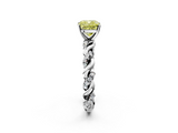 White gold Fancy Yellow Cushion  Solitaire Twisted Band with Pavé Accents and Four-Prong Setting_5