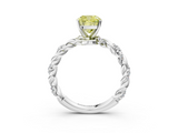White gold Fancy Yellow Cushion  Solitaire Twisted Band with Pavé Accents and Four-Prong Setting_6